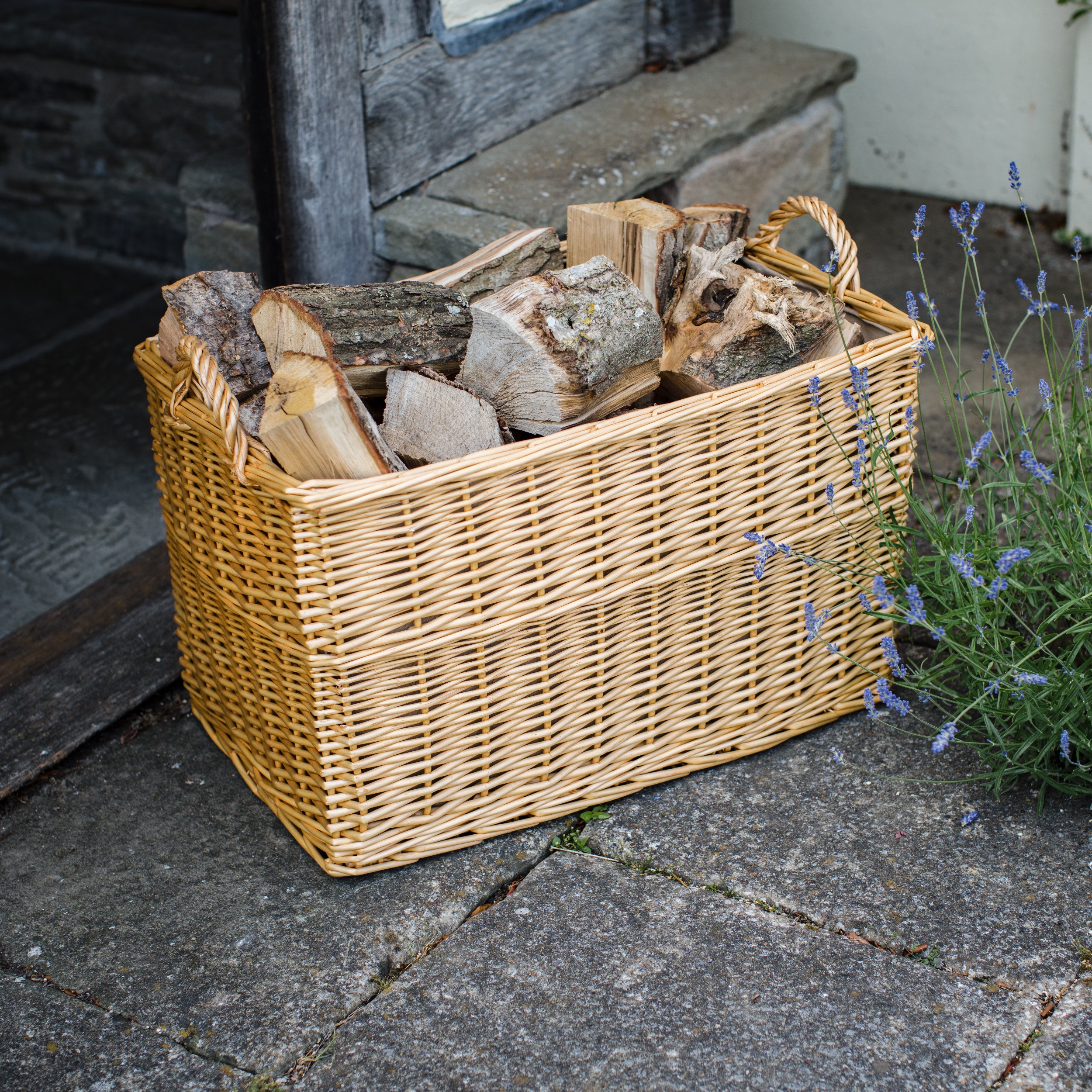 Natural Wicker Rectangular Log Basket with Lining – Arthur Cameron